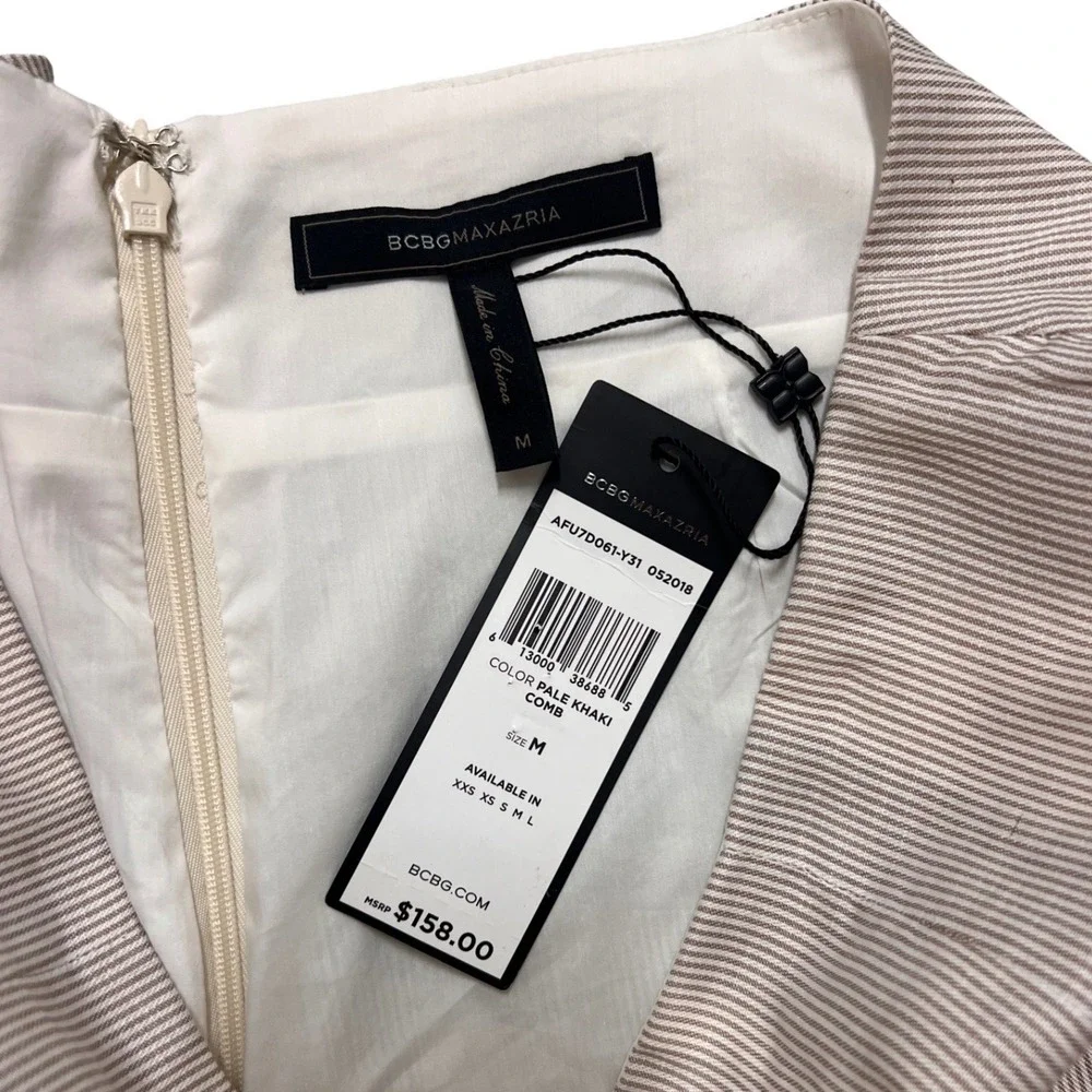 BCBGMAXAZRIA Pinstriped Beige Dress Shorts Sz Medium NWT Skorts‎